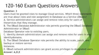Oracle 1Z0-160 Practice Test Questions Dumps