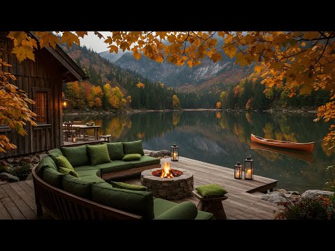Cozy Lakeside Cabin | Crackling Fire & Calm Water Sounds | Sleep, Relax, Study, Focus