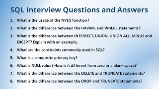 Top 8 SQL interview questions and answers | Database Interview question and answers | #sql #database