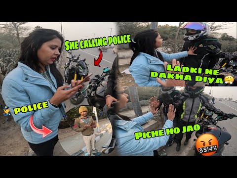 ROAD-RAGE🤬 WITH CUTE GIRL😍 || बैग चुरा कर भागा😭|| 👮‍♀️POLICE भी आ गयी 😭#roadrage #bikestunt
