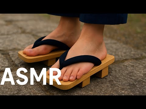ASMR Japanese Geta Footsteps | Relaxing Wooden Sandal Sounds on Stone Path #flyxo