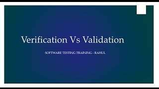 Verification and Validation | Software Testing Training