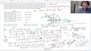 2024 JEE Adv Phys Paper 1 Q16 Refraction and Reflection Deviations in a Spherical Transparent Medium