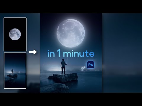 How to Add Moon to Sky in Photoshop | Edit Night Sky in Photoshop