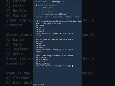 Quiz game using Python 🧪.
