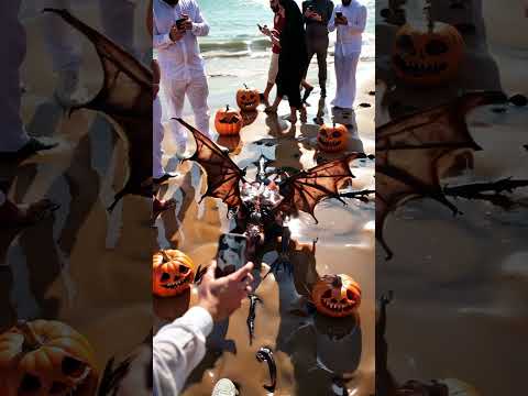 Found Giant bat on beach  #shorts #pumpkin #scary