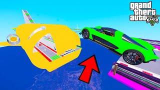 FRANKLIN TRIED HUGE PLANE JUMP PARKOUR RAMP CHALLENGE GTA 5 | SHINCHAN and CHOP