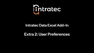 User Preferences | Intratec Data Excel Add-In - Extra 2