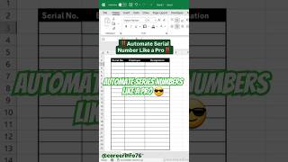 Automate series numbers like a pro 💯 #ExcelShorts #ExcelTips #ExcelTricks #ExcelTutorial #LearnExcel