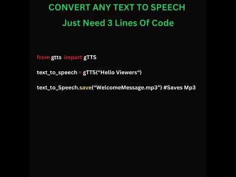 convert any text to speech in just 3 lines of code in Python #shorts #python #webdevelopment #code