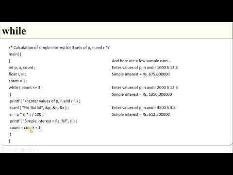 while loop example programs in C Programming Language
