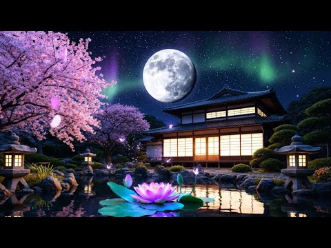 Fall Asleep Instantly in a Japanese Zen Garden • Moonlight, Water Sounds & Deep Sleep Music