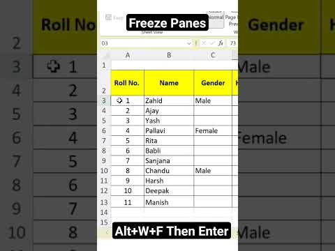 Headings को Freeze कैसे करें? #shorts #freezepanes #HeadingsFreeze
