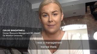 Chloe's placement experience and support at DMU