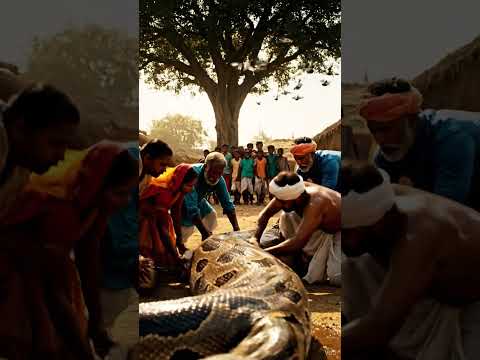 Giant Python rescue by Villagers #animalrescue #python #rescue