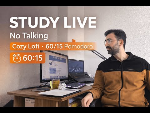Study Live No Talking | Pomodoro 60/15 Cozy Lofi (5 Sessions)