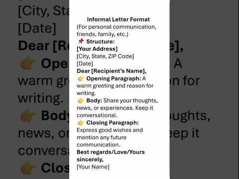 Informal letter writing format #informalletter #letterwriting #english #shortfeed #shorts #ytshorts
