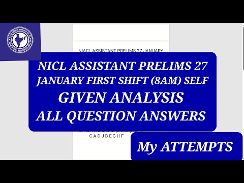 NIACL ASSISTANT PRELIMS 27 JANUARY FIRST SHIFT ALL QUESTIONS AND ANSWERS #niaclassistant2024 #niacl