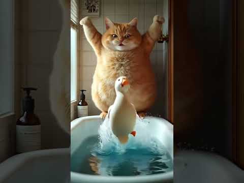 Funny Cat and Duck Vedio ..Cat Video Hastag👇#AiCatVideo #CatLovers #ArtificialIntelligence