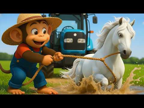 Monkey Funny Fixes Tractor and Plows Beet Field - Farm Work | MonKey Cartoon 🐒
