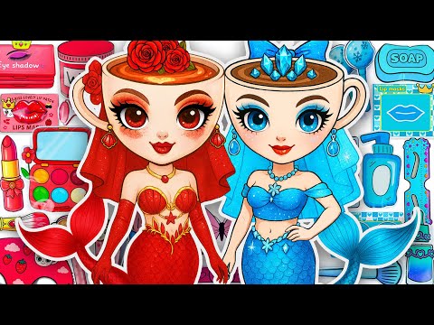 Paper DIY💖Unboxing Mermaid BALLERINA CAPPUCCINA 🔥💧 Skincare Makeup 💄 MINIATURE House ASMR |Tana Cube
