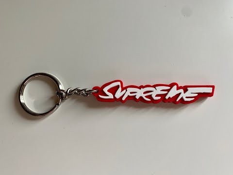 Supreme Red Futura Logo Keychain