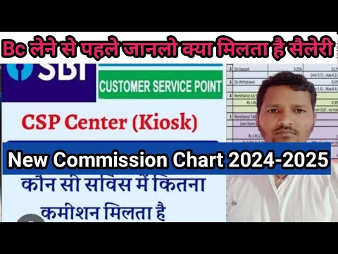 sbi csp new comission chart / sbi bc me kirna  comission milta hai sbi bc new apdate