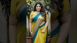 4k ai indian lookbook model walking in yellow saree 💖 #shorts #aiart #plussize