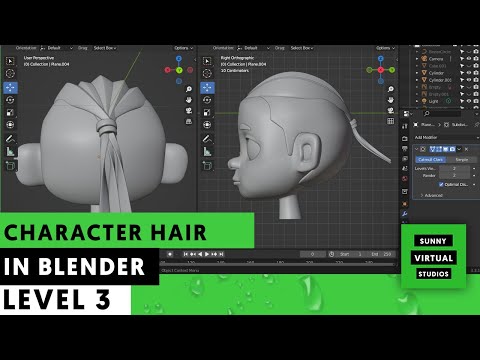 Blender tutorial - How to Create Character  Hair - EASY