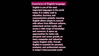 importance of English language #quicklearning #education #spokenenglish #english #subscribemychannel