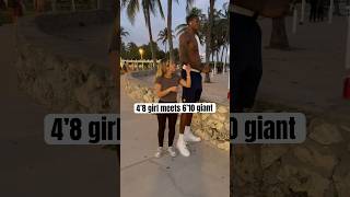 4’8 GIRL MEETS 6’10 GIANT‼️🫨🤝#tall #shortgirl #funny #shorts #shortsvideo #tallguy #dlafam