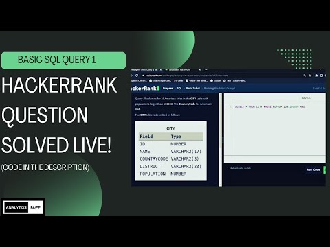 HACKERRANK SQL Basic Query Level 1 | #SQL Question Solved Live | #sqltutorial #beginners SQL