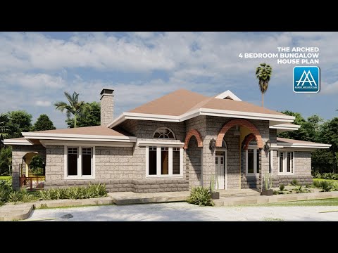 The Arched 4 Bedroom Bungalow House Plan