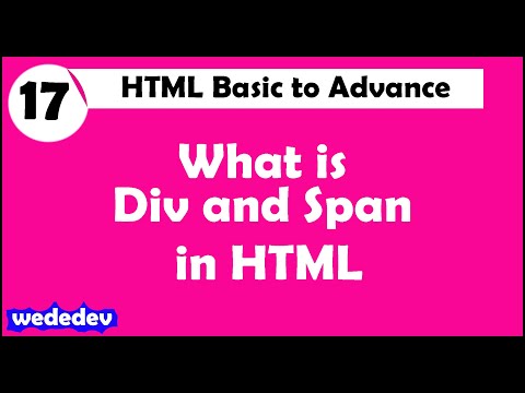 HTML Tutorial || span tag & div tag ||  Part- 17