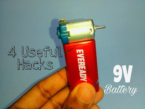 4 Useful things form 9V battery | DC motor | Life hacks