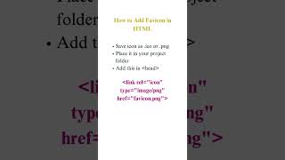 Favicon in  HTML| Add Favicon #HTML #Favicon #htmltutorial #htmlbasics #shorts #webdevelopment