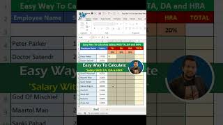 Excel Salary Calculation Including TA DA and HRA 😮 #shorts