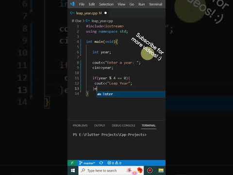 Find leap year in c++ (Vscode) #programming #tutorial #code #cpp #dart