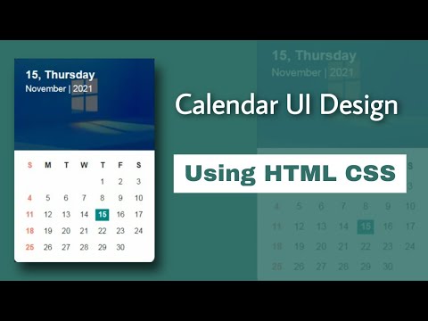 Calendar UI Design By Using HTML and CSS | HTML and CSS Projects