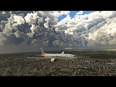 SCARY STORMY LANDING IN BOSTON | American 777-200 | Microsoft Flight Simulator