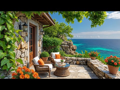 🍃 Morning Seaside Café Vibes | Relaxing Jazz & Ocean Sounds for Stress Relief & Focus