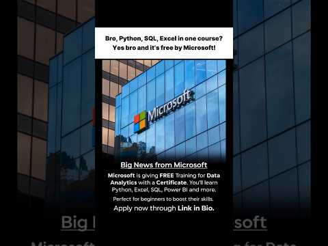 Link in description👇|Microsoft Free data analyst course|Certificate| #microsoft#dataanalytics#code