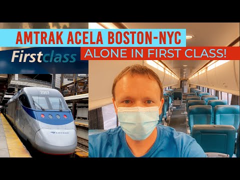 ALL ALONE in FIRST CLASS! Amtrak Acela from Boston to New York
