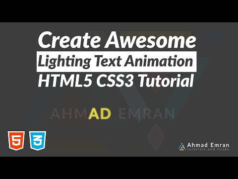 Lighting Text With CSS Animation | HTML5 CSS3 Tutorial
