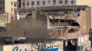 Part of vacant building collapses onto scaffolding below in the Bronx