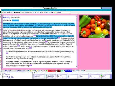 Incremental reading: Learning about nutrition from Wikipedia (SuperMemo 17)