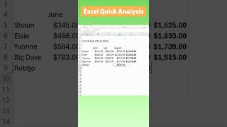 Excel quick analysis extend the rows analysed #excelquickanalysis #excelsumrow #excelhelp