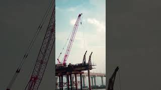 SANY SCC 1000 Crane Working On Sea Bridge| Heavy Machine Real Site Work  #shorts #automobile #crane
