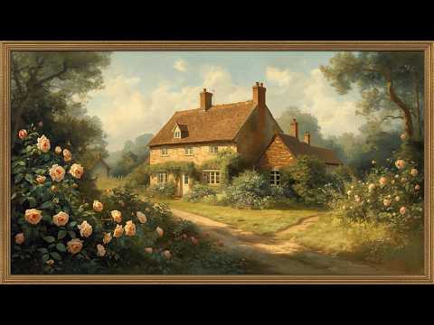 Cozy English Cottage Garden Art – 4K Summer Ambience & Vintage Oil Painting for Frame TV
