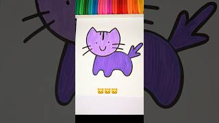 Pretty in purple– a cat painting!  🐈‍⬛🐈‍⬛🐱🐱 #shorts #art #kidsart #simpleart